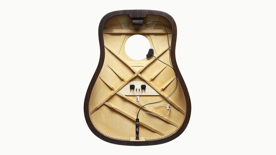 The LR Baggs HiFi is a non-invasive, peel-and-stick pickup system for acoustic guitars that does not interfere with your acoustic tone