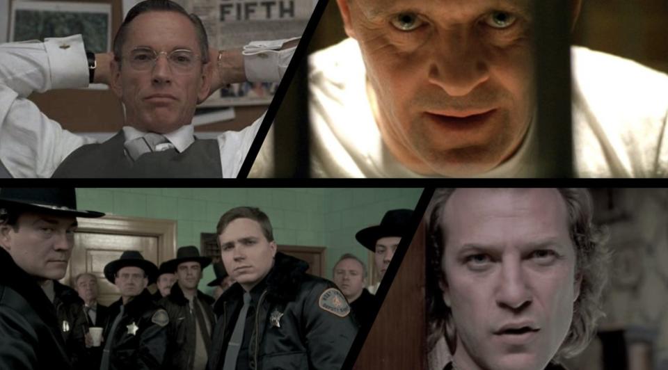 Moments in The Silence of the Lambs where male characters look at the camera