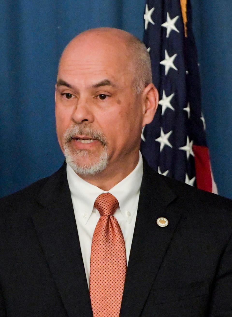 Alabama Department of Corrections Commissioner John Hamm discusses Correctional Incentive Time during a press briefing at the state Capitol in Montgomery, Alabama, on Jan. 9, 2023.