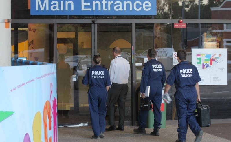 Police Forensic officers arrive at Princess Margaret Hospital in February last year. Picture: Ben Crabtree/The West Australian