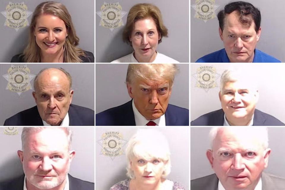 Mug shots of several of the defendants in the sprawling indictment (Fulton County Sheriff’s Office/Reuters)