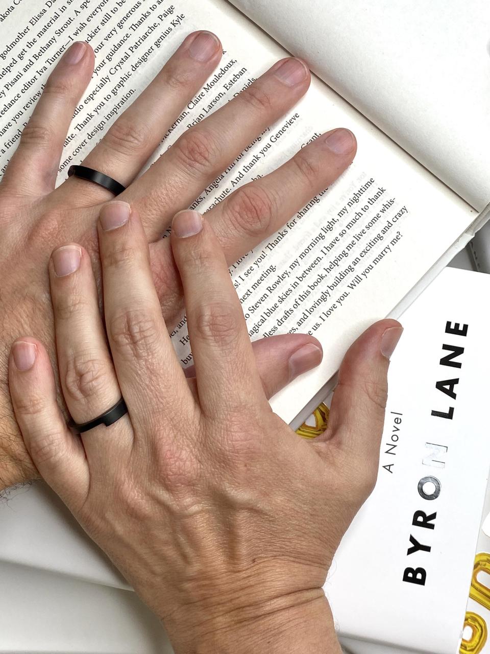 Byron Lane and Steven Rowley with wedding rings (Courtesy Steven Rowley and Byron Lane)