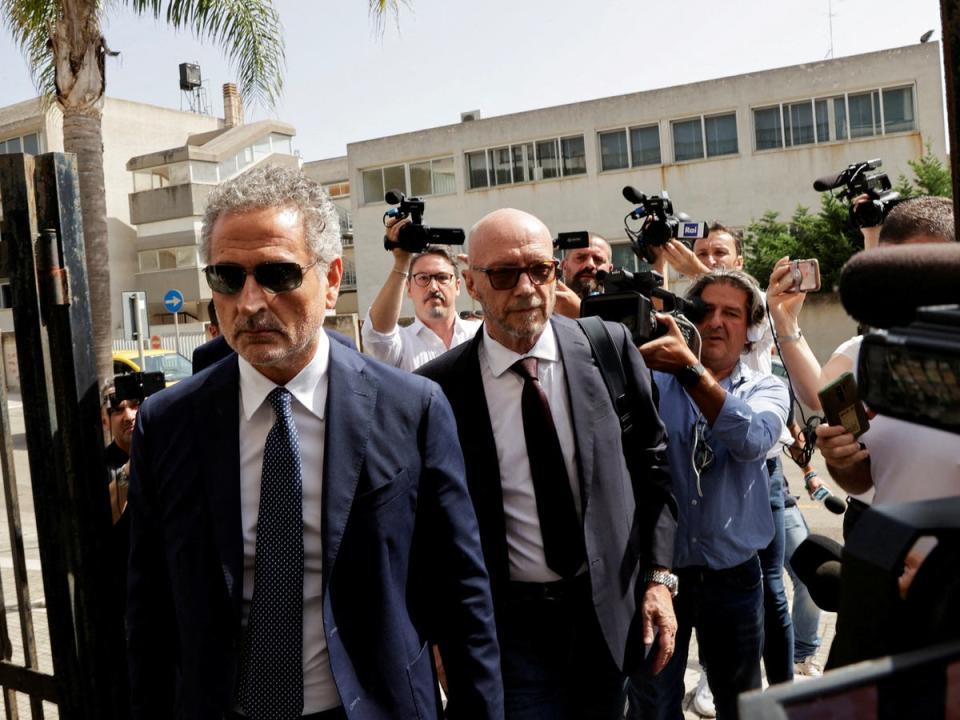 Haggis (centre) arrives for a hearing to be questioned by a judge following his arrest in Italy (REUTERS)