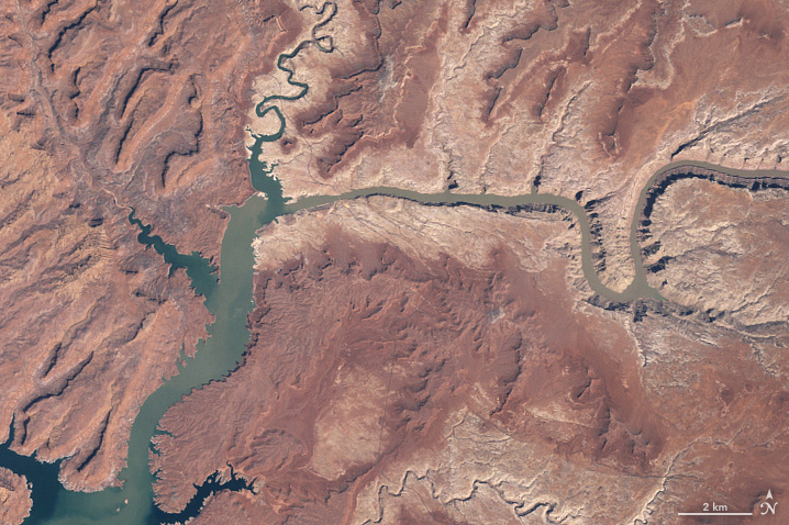 A view of Lake Powell in 2000, when the megadrought began. (Photo by NASA)