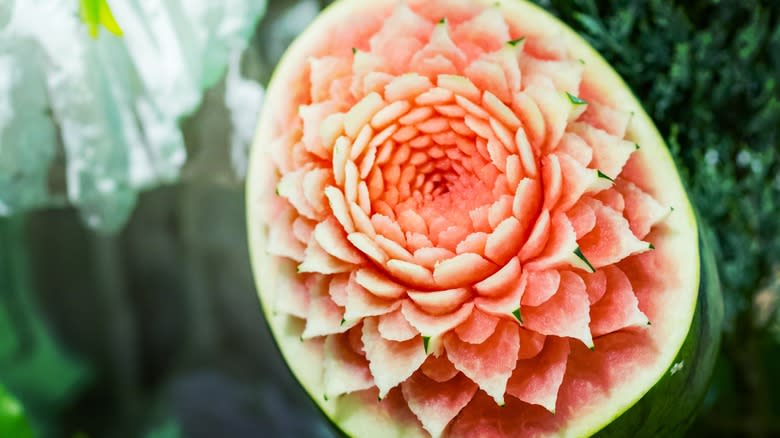 watermelon flower carving 