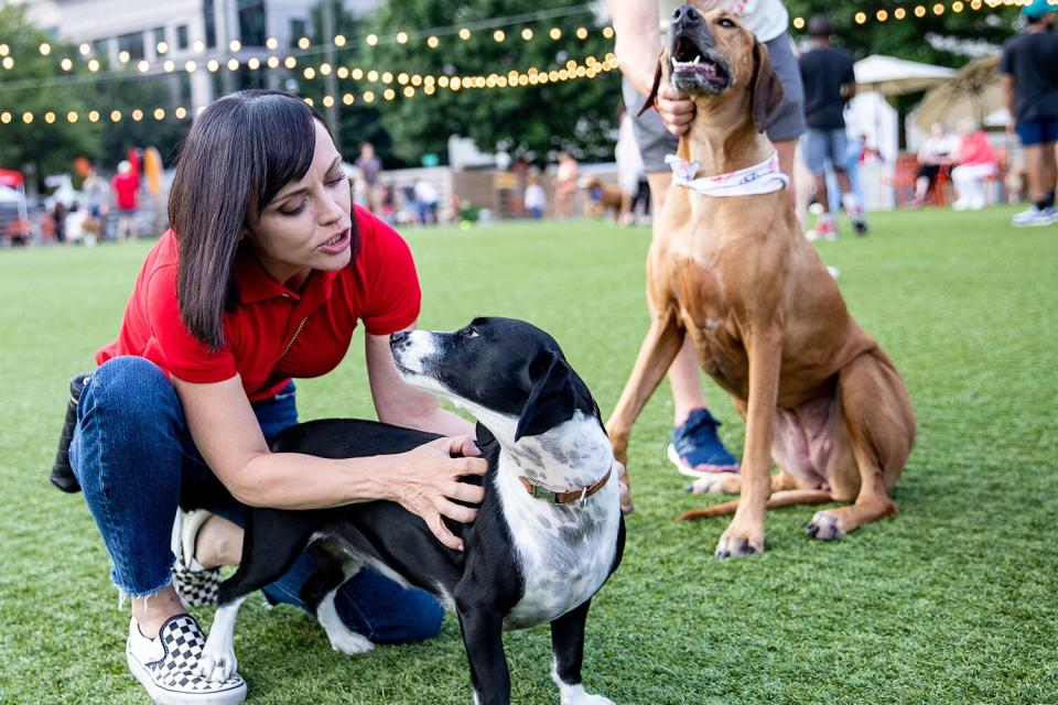 Actor and dog mom Christina Ricci joins Stella & Chewy’s to celebrate the raw love our pets give us every day at an interactive dog friendly event for the brand’s new “All You Need is Raw” campaign on Saturday, Sept. 17, 2022 in Atlanta at Fetch Park. (Jenni Girtman/AP Images for Stella & Chewy's)