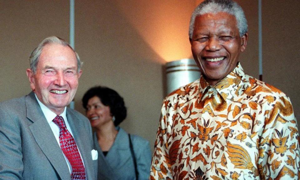 David Rockefeller with Nelson Mandela in 1998.