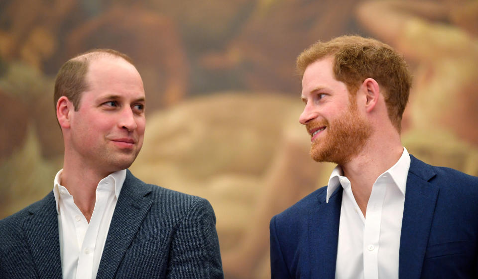 Prince William, Duke of Cambridge and Prince Harry attend the opening of the Greenhouse Sports Centre on April 26, 2018 in London, United Kingdom