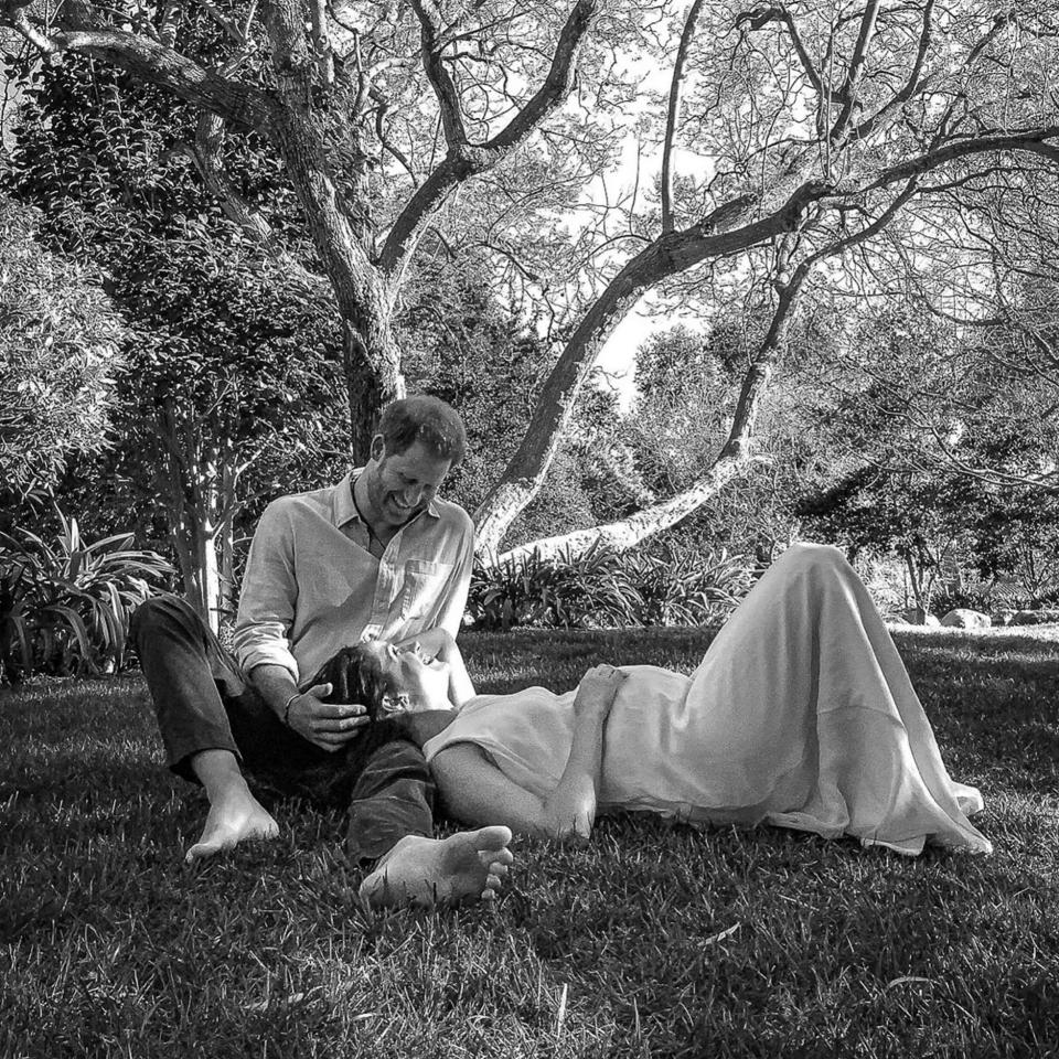 Meghan and Harry photographed by Misan Harriman to celebrate the news they are expecting their second child - Getty