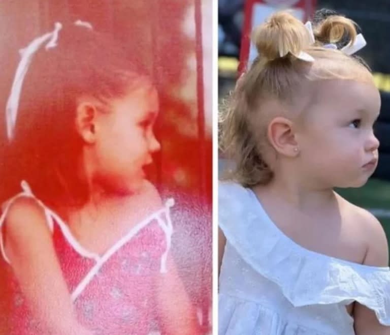 La modelo compartió fotos de su infancia y la compararon con su hija Ana.