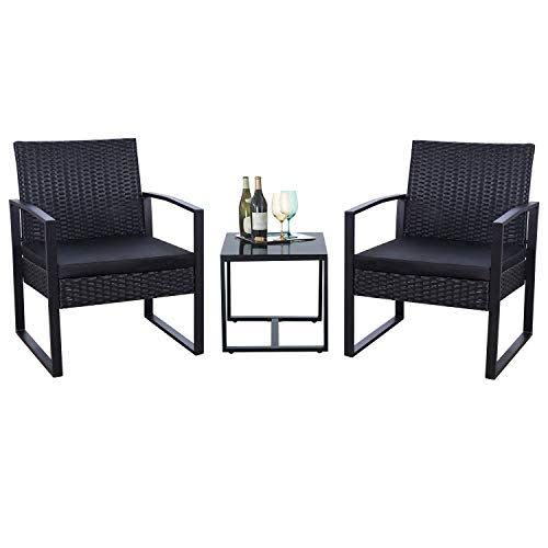 1) Flamaker 3-Piece Wicker Patio Set