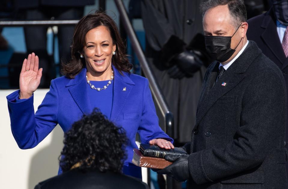 Kamala Harris is sworn in as vice president by Supreme Court Justice Sonia Sotomayor