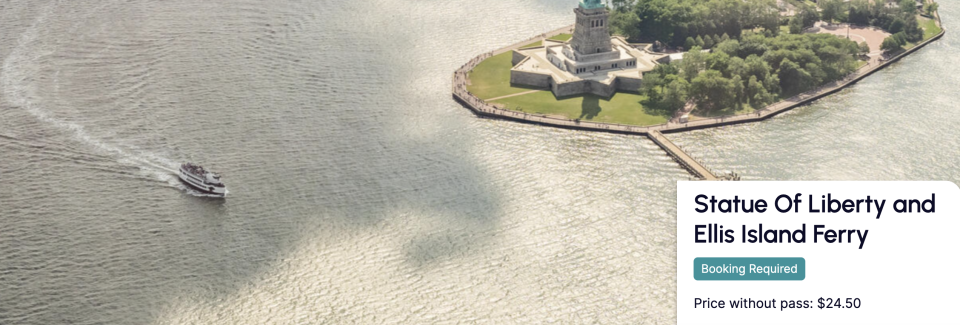 Top view from Statue of Liberty, and Ellis Island Ferry