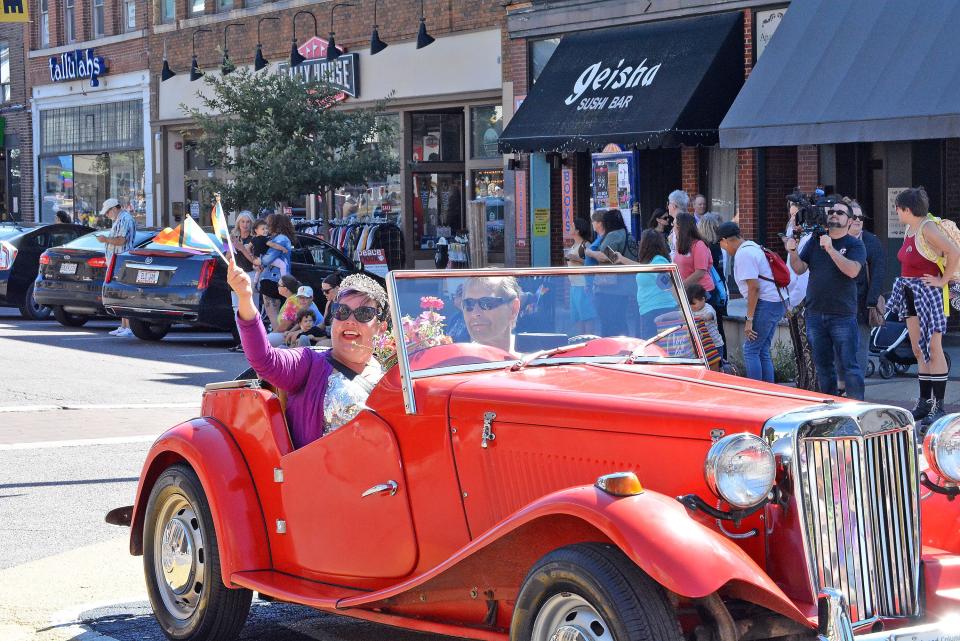 Arch and Column Pub owner Pitt Potter served as grand marshal of the inaugural Mid-MO PrideFest parade in September. He is joined by Columbia Mayor Barbara Buffaloe.