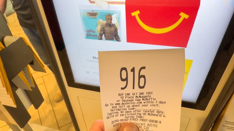 McDonald's receipt