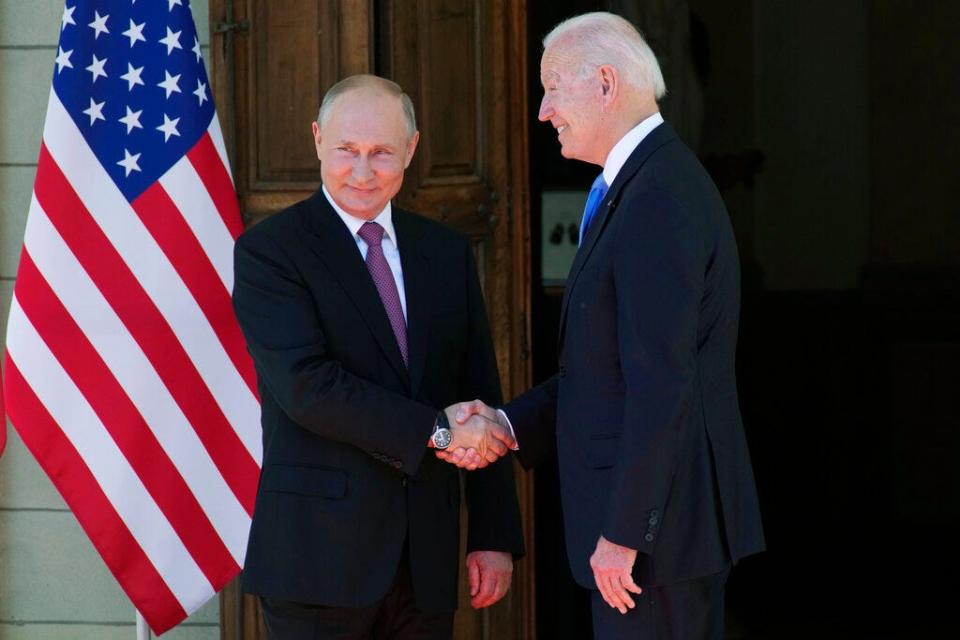 Russian President Vladimir Putin and President Joe Biden meet at the Villa la Grange in Geneva.