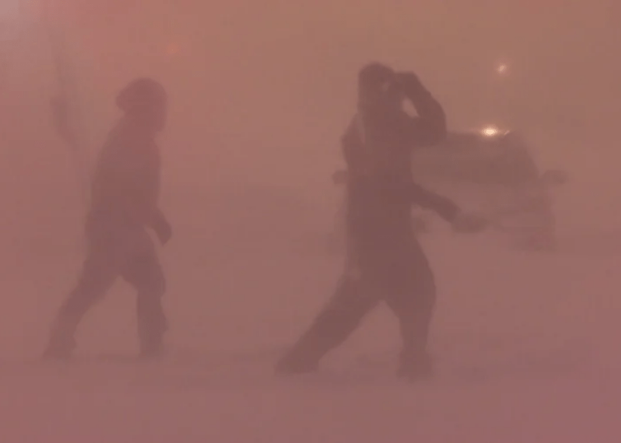 Walking in heavy snow and drifts during the Groundhog Day Blizzard of 2011