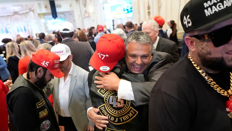 Supporters attend a Super Tuesday election night party before Republican presidential candidate former President Donald Trump speaks, on Tuesday, March 5, 2024, at Mar-a-Lago in Palm Beach, Fla.