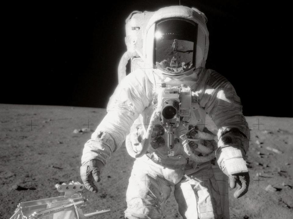 Astronaut Alan Bean photographed by Commander Charles Conrad walking on the moon (NASA)