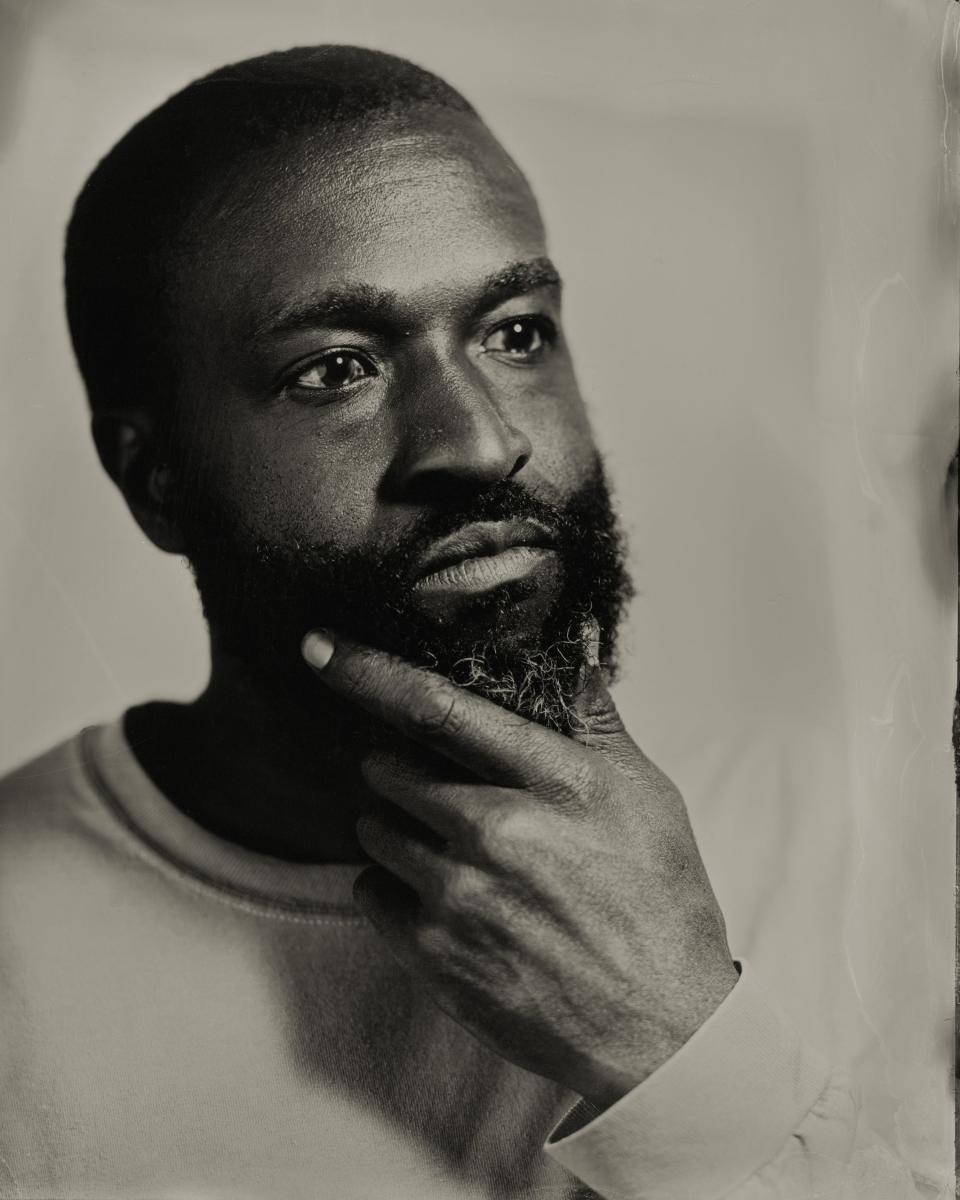 A tintype portrait of Josh Dailey, made by Rudy Salgado at River City Tintype in Louisville, Kentucky. 2021