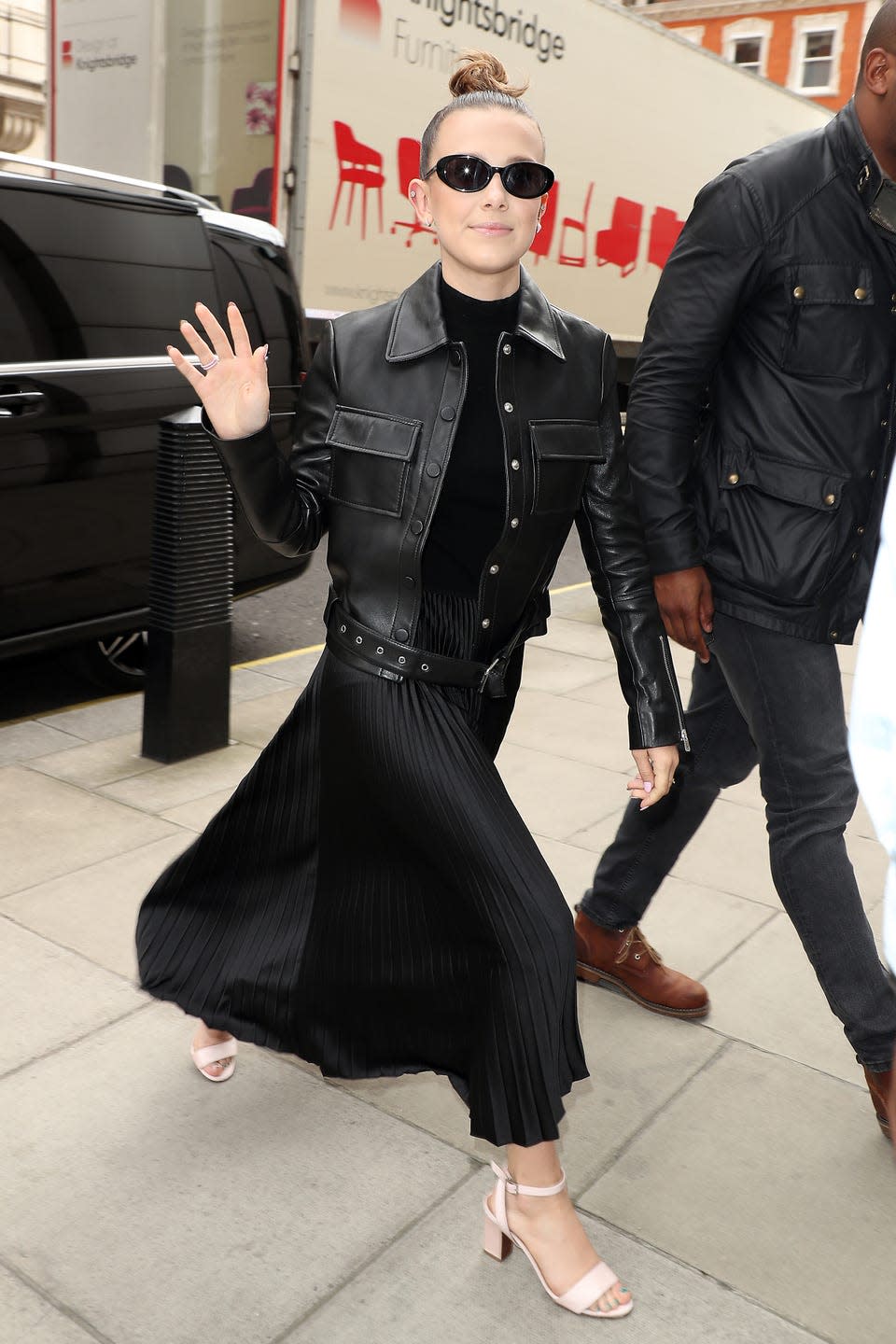 <p>The actress opted for all-black-errythang - in Ralph Lauren - for a London outing in May 2019.</p>