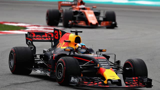 Ricciardo and Vettel. Image: Getty