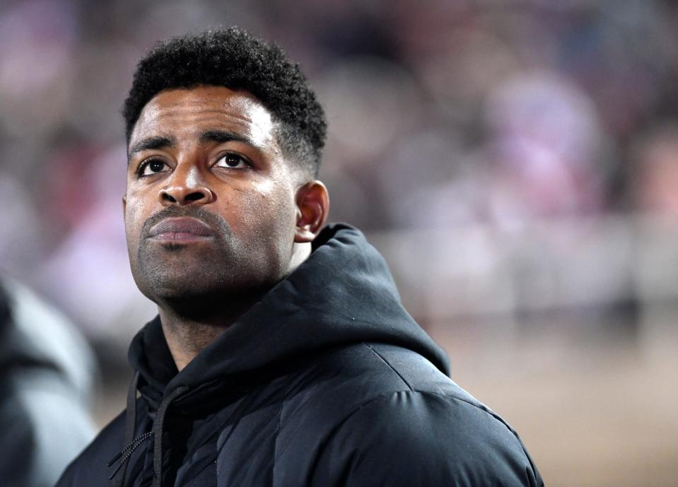 Former Texas Tech wide receiver Michael Crabtree was honored during the Red Raiders' Nov. 26 home game against Oklahoma with a National Football Foundation on-campus salute. That was prelude to Crabtree's induction Tuesday into the College Football Hall of Fame. The class of 18 former players and three former coaches was enshrined at the 64th National Football Foundation awards dinner in Las Vegas, Nevada.