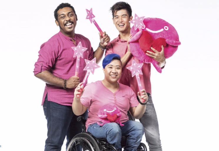 Nathan Hartono, Ebi Shankara and Theresa Goh are this year's Pink Dot ambassadors. (Photo: Pink Dot)