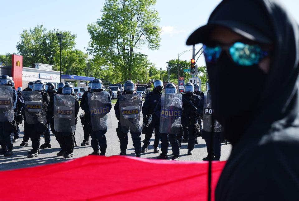 <p>Protesters march in Quebec City on June 8, 2018, as the G7 Summits gets underway. (Photo: Martin Ouellet-Diotte/AFP/Getty Images) </p>