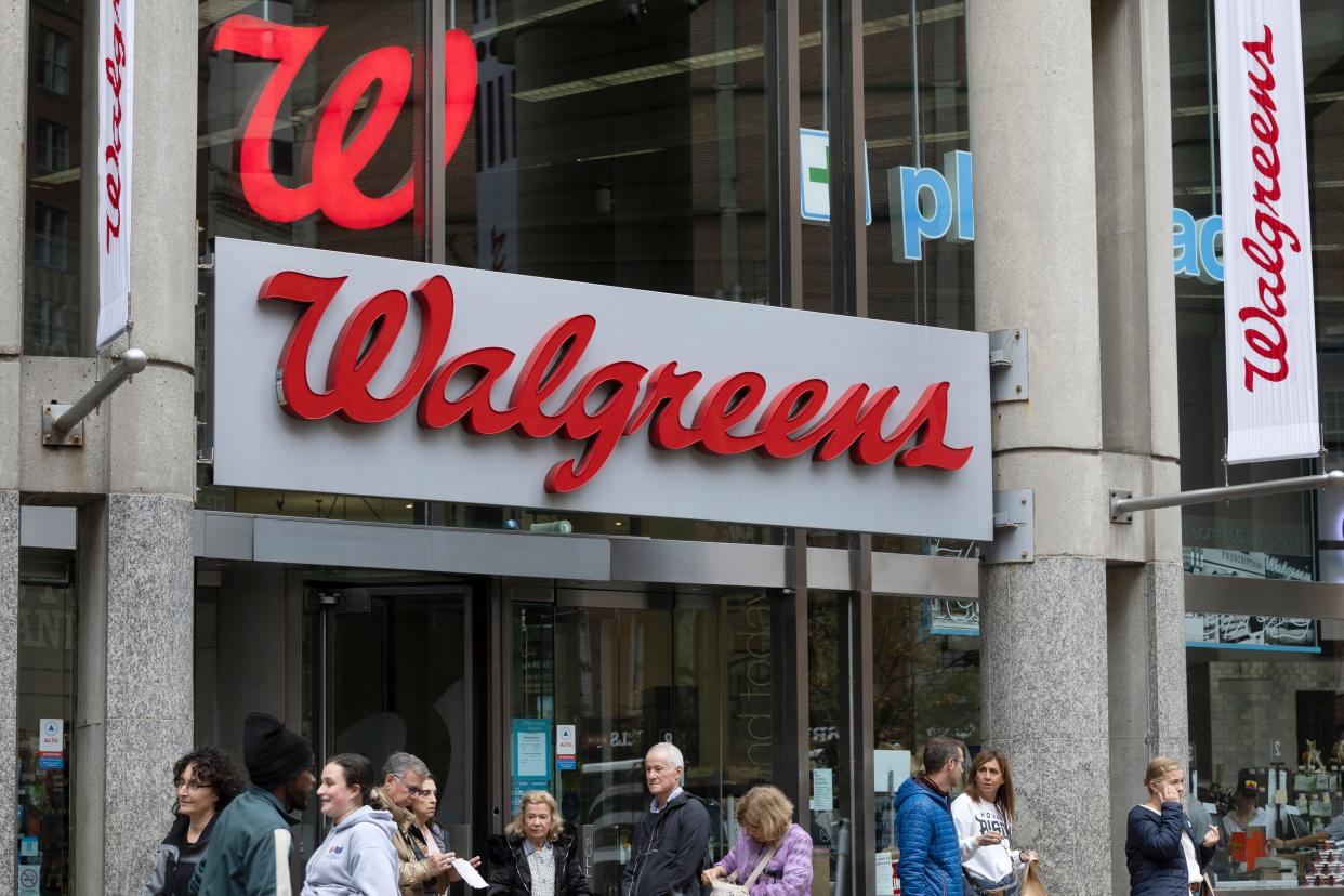 The entrance to a Walgreens in Boston.