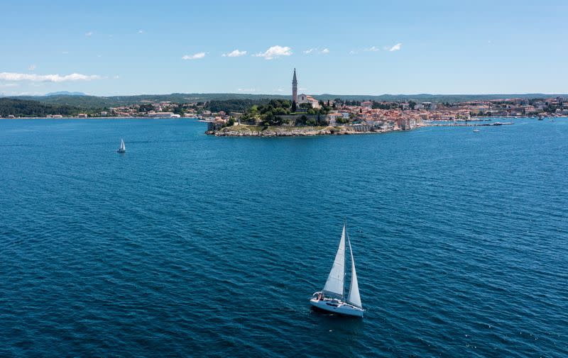 FILE PHOTO: Boat sails in Adriatic sea near Rovinj