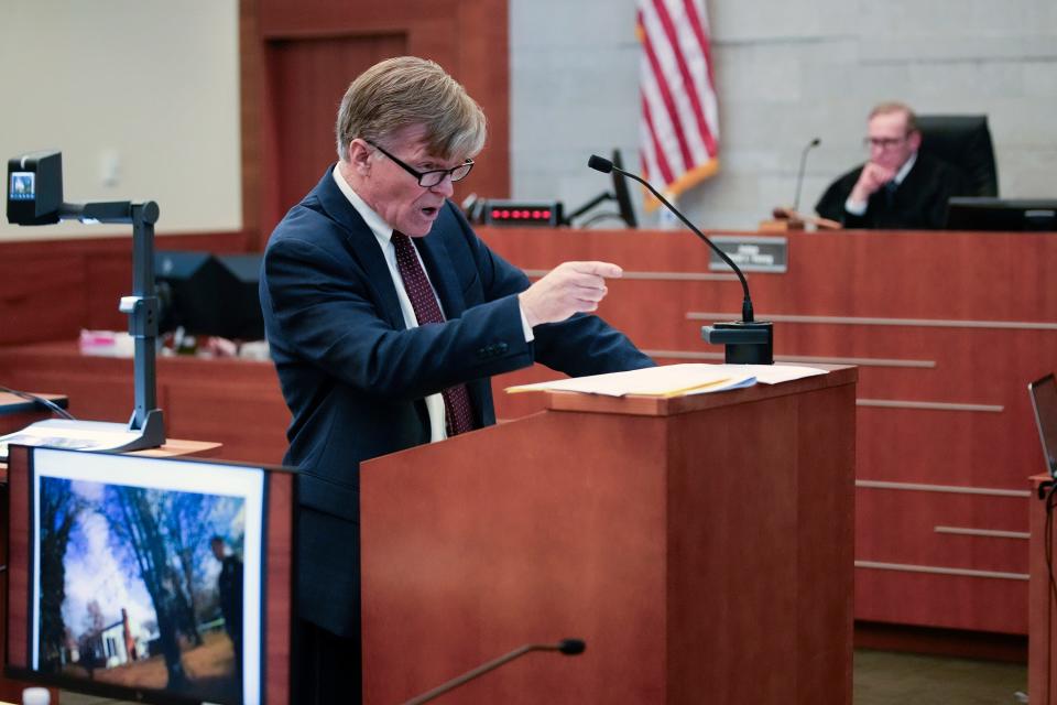 Special prosecutor Gary Shroyer makes his rebuttal Wednesday in closing arguments during the trial of former Franklin County Sheriff's deputy Jason Meade in Franklin County Common Pleas Court.