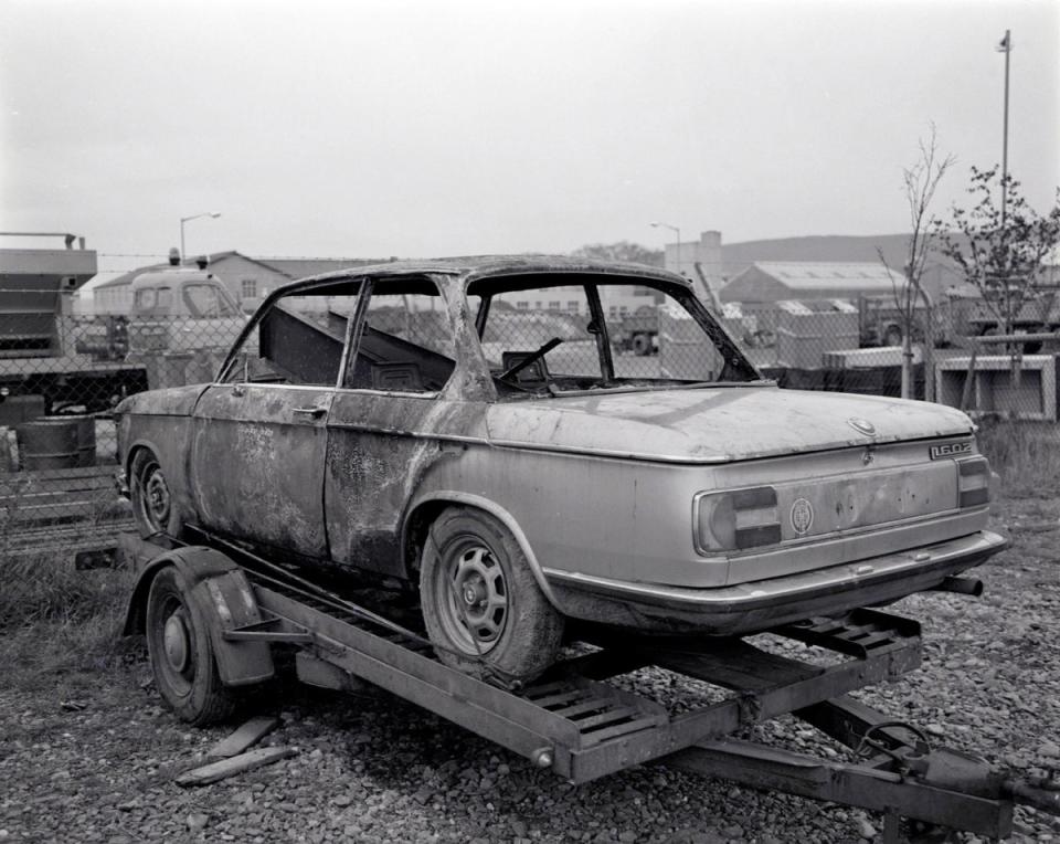 El BMW de Renee MacRae, que desapareció junto con su hijo Andrew en noviembre de 1976, se halló calcinado en un área de descanso de la autopista A9, pero sus cuerpos nunca se encontraron (PA)