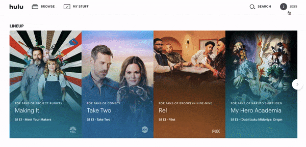 Hulu.com has a fresh face today, following a design update that emphasizes