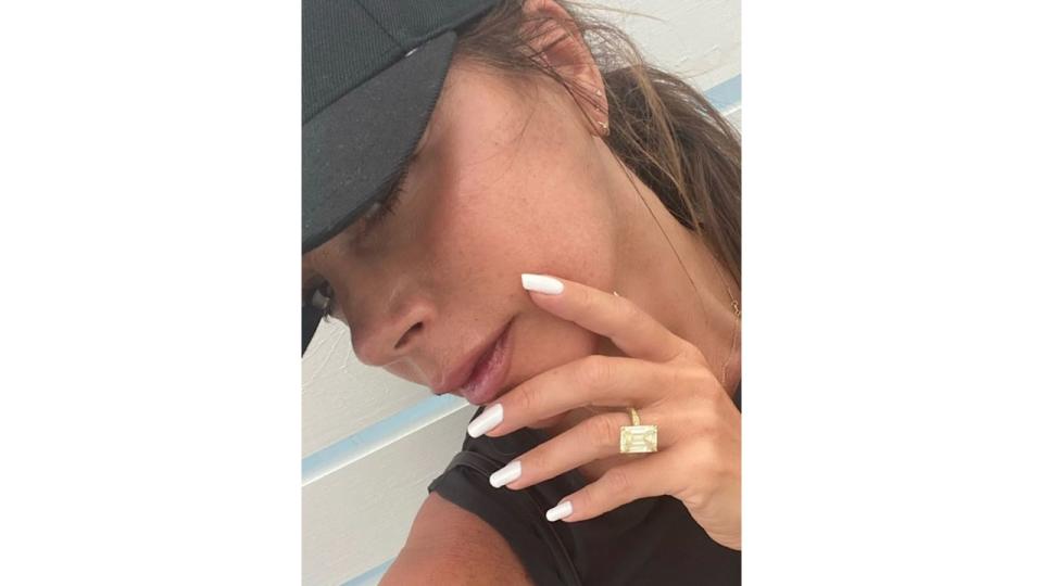 Victoria is also a fan of white manicures, and shared this photo in 2020