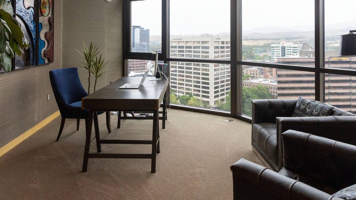 An isolated office on the second level keeps business and entertaining separated, but with the same view of downtown Boise.