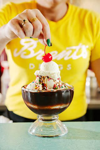 Cedric Angeles The ice cream sundae at Brent’s Drugs is too good to miss.