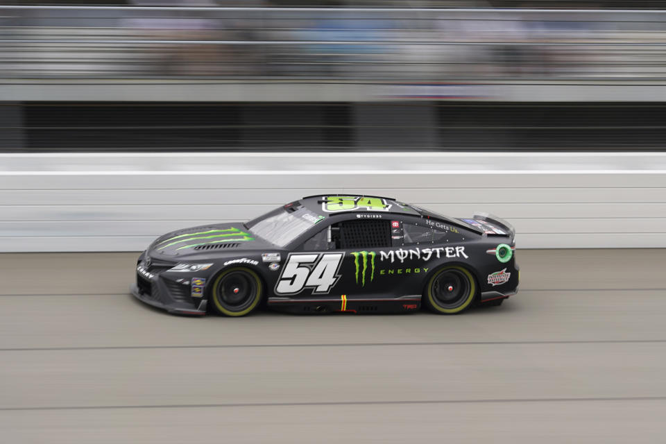 Ty Gibbs drives during a NASCAR Cup Series auto race at Michigan International Speedway in Brooklyn, Mich., Sunday, Aug. 6, 2023. (AP Photo/Paul Sancya)