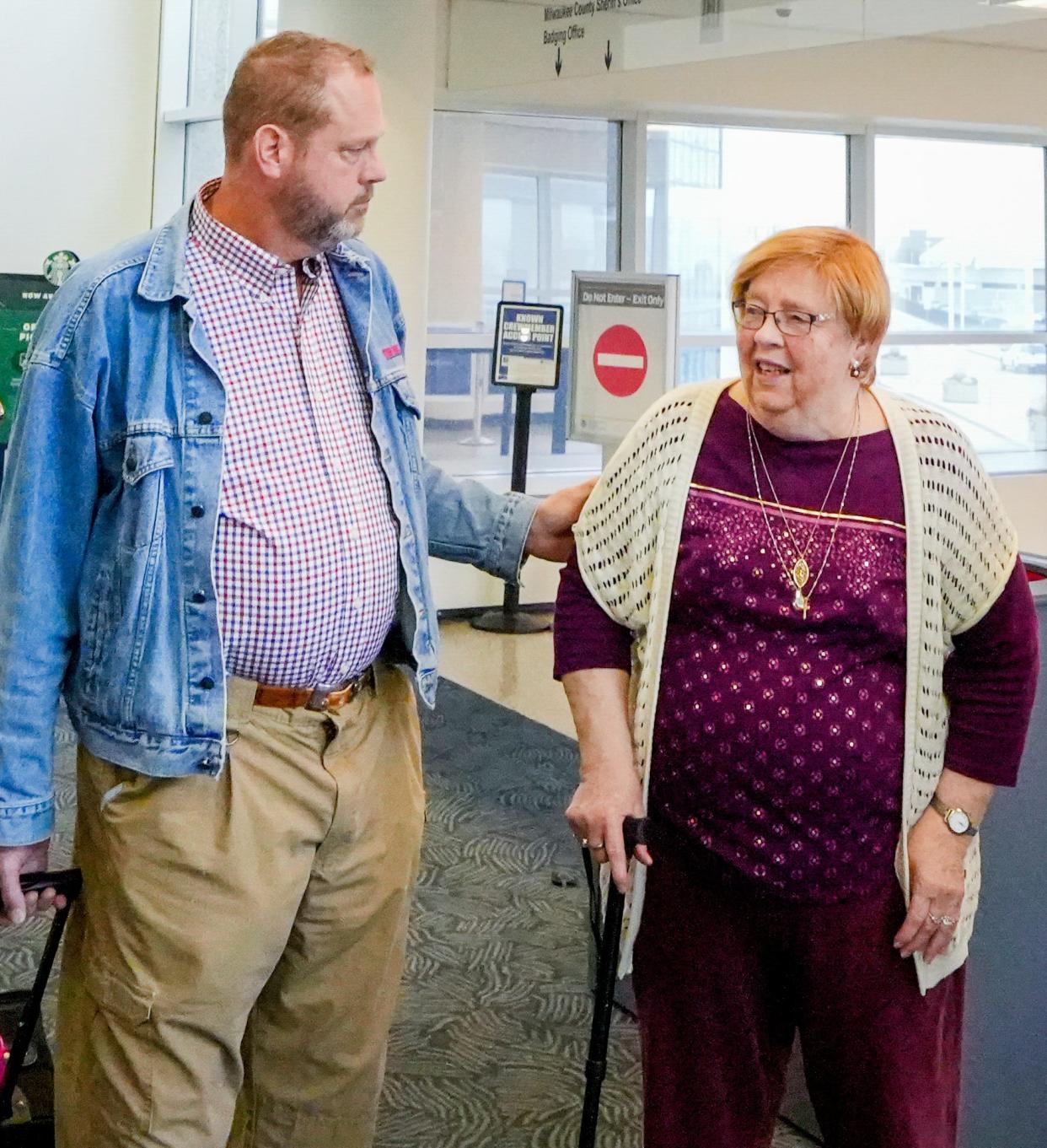 Kevin Heyel met his birth mother, Barbara Kreft, for the first time in October at Milwaukee Mitchell Airport. Kreft gave her son up for adoption 58 years ago.