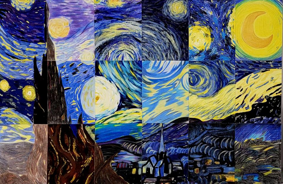Jefferson High School students enrolled in Sarah Carter's 2-D design class worked together to create a version of Vincent van Gogh’s “Starry Night.”