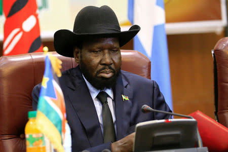 FILE PHOTO: South Sudan President Salva Kiir attends a South Sudan peace meeting as part of talks to negotiate an end to a civil war that broke out in 2013, in Khartoum, Sudan June 25, 2018. REUTERS/Mohamed Nureldin Abdallah/File Photo