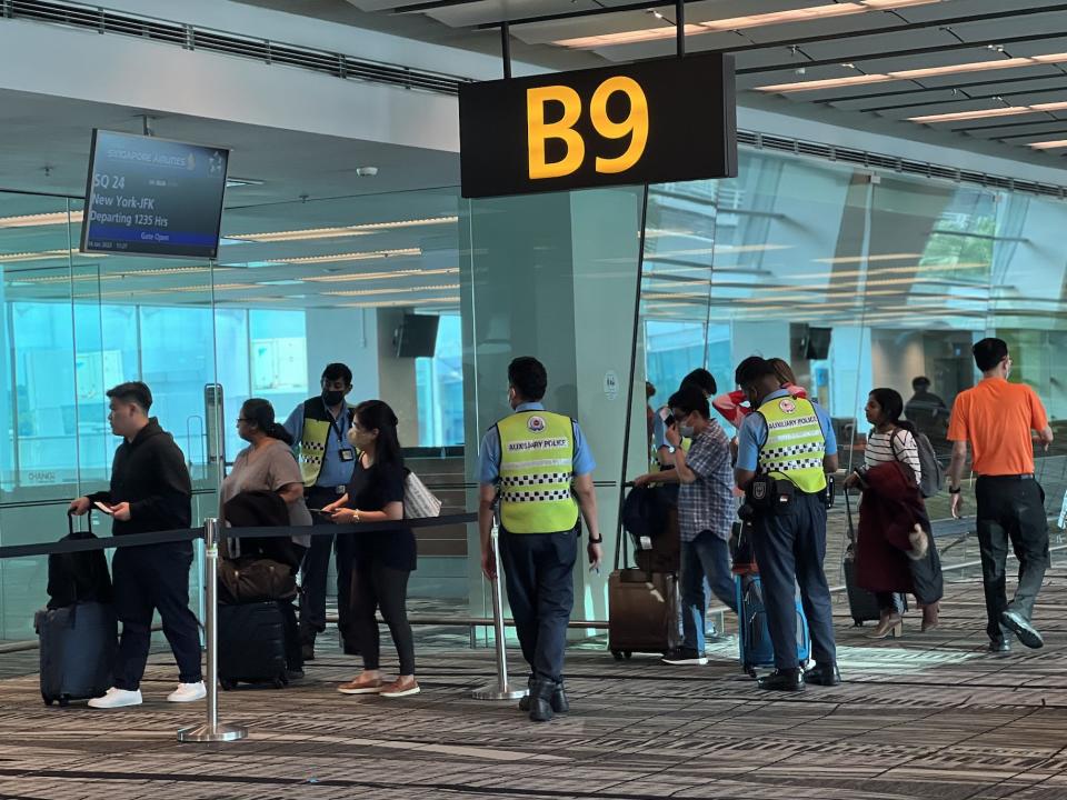 Security took place at my boarding gate for my flight home to New York-JFK on Singapore Airlines.