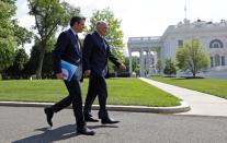 Ford CEO James Hackett with Global Automakers CEO John Bozzella arrive for a White House meeting between senior executives from U.S. and foreign automakers and U.S. President Donald Trump in Washington