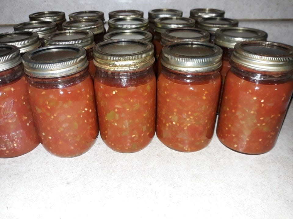 This week, Lovina canned 22 pints of her thick and chunky salsa.
