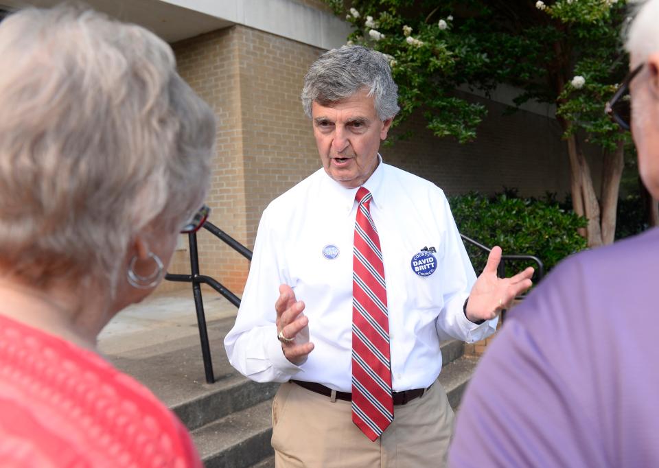 Voters came to the polls on Tuesday, June 11, 2024 for the South Carolina primary election. Ballots were casted for candidates seeking congressional, state, and county offices. Myra and Mel Garrett of Spartanburg talk to County Council member of District 3 David Britt about the issues facing Spartanburg.