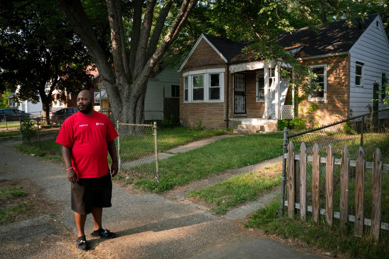 Timothy Rives, 38, stands for a portrait near the location where he was shot by the Detroit police in 2021, in Detroit on Tuesday, June 20, 2023. "To tell me they didn't do nothing wrong is to tell me I don't have any rights as a human," said Rives.