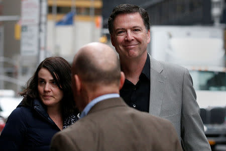 Former FBI Director James Comey arrives for a taping of "The Late Show with Stephen Colbert" in the Manhattan borough of New York City, New York, U.S., April 17, 2018. REUTERS/Brendan McDermid