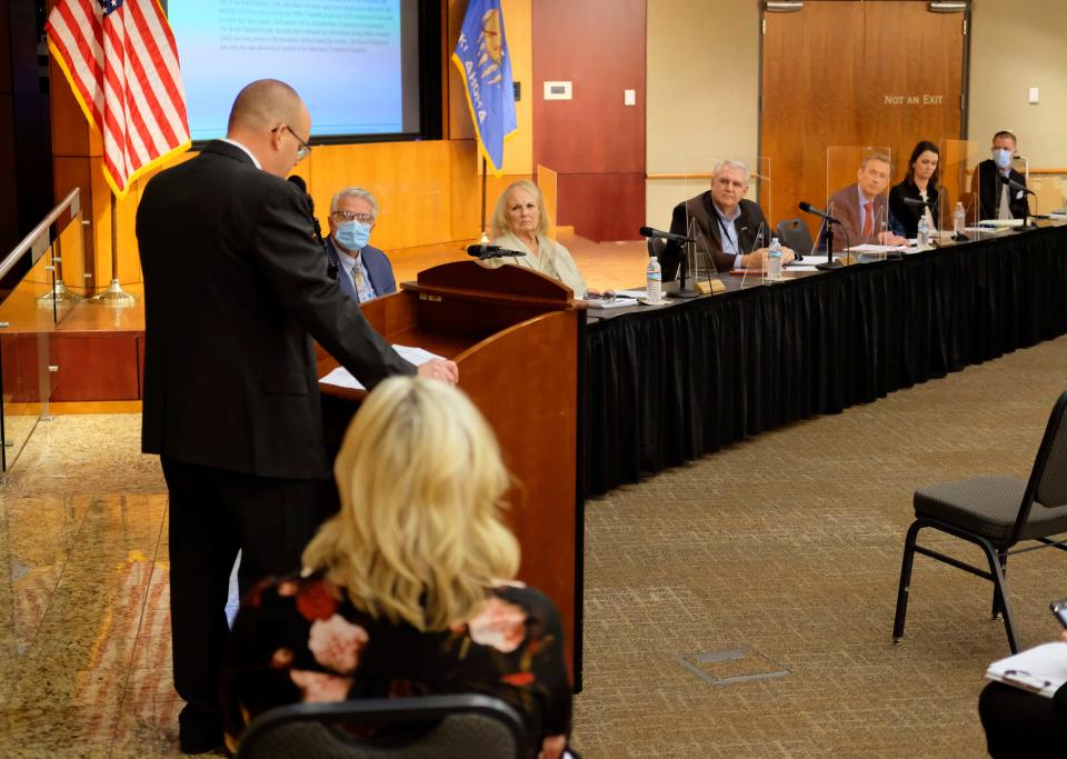 Epic Superintendent Bart Banfield addresses the Oklahoma Statewide Virtual Charter School Board meeting on Oct. 13.