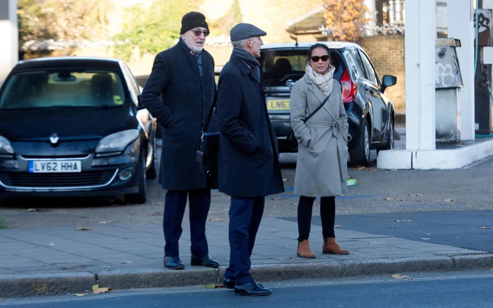 Anne Keothavong (right) and her husband Andrew Bretherton (centre) arrive at Inner London Crown Court last week - Nicholas Razzell