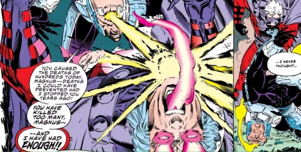 The birth of Onslaught, when Xavier entered Magneto's mind, in 1993's X-Men #25.